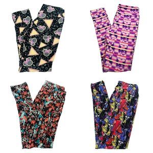 8981 Lularoe Disney 4 piece legging lot osfm Minnie bambi maleficent one size